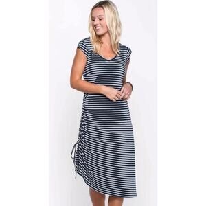 Toad & Co Samba Muse Dress Navy Stripe Small Beachy Nautical Coastal Casual